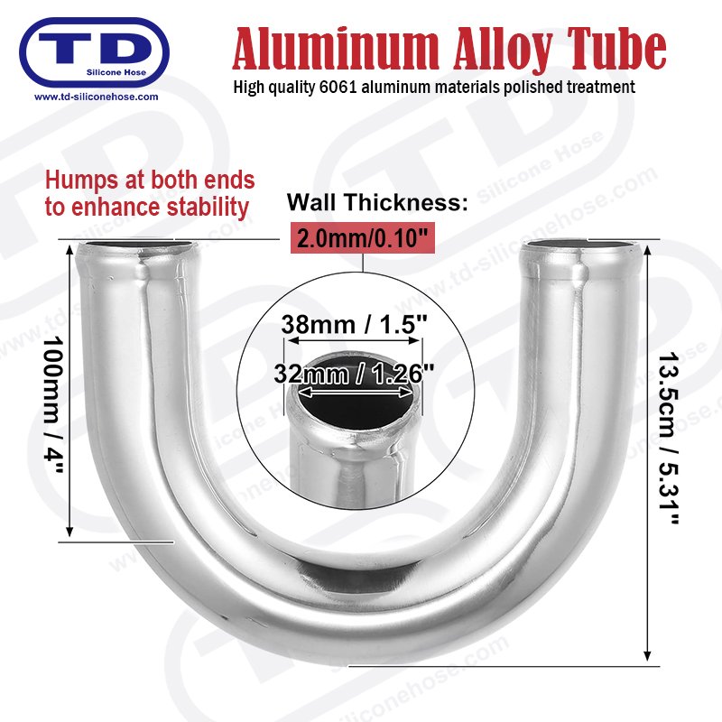 Tuyau en aluminium 180 ° coude OD: 1,5 