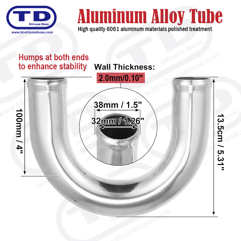 Tuyau en aluminium 180 ° coude OD: 1,5 