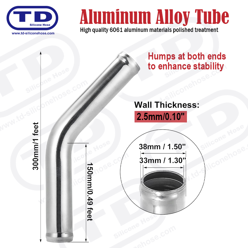Tuyau en aluminium 45 ° OD: 1,5 