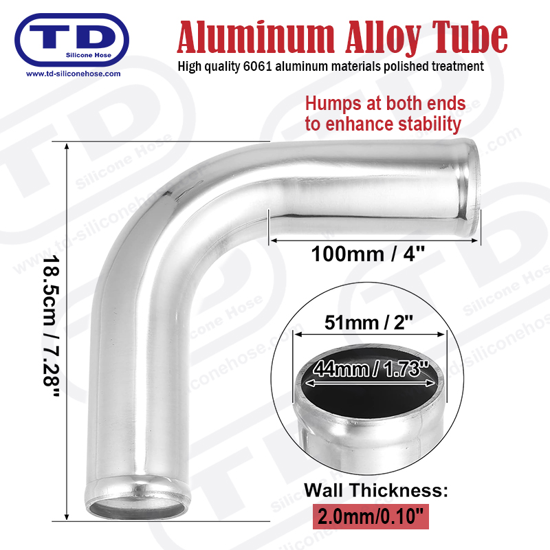 Tuyau en aluminium 90 ° OD: 2,0 