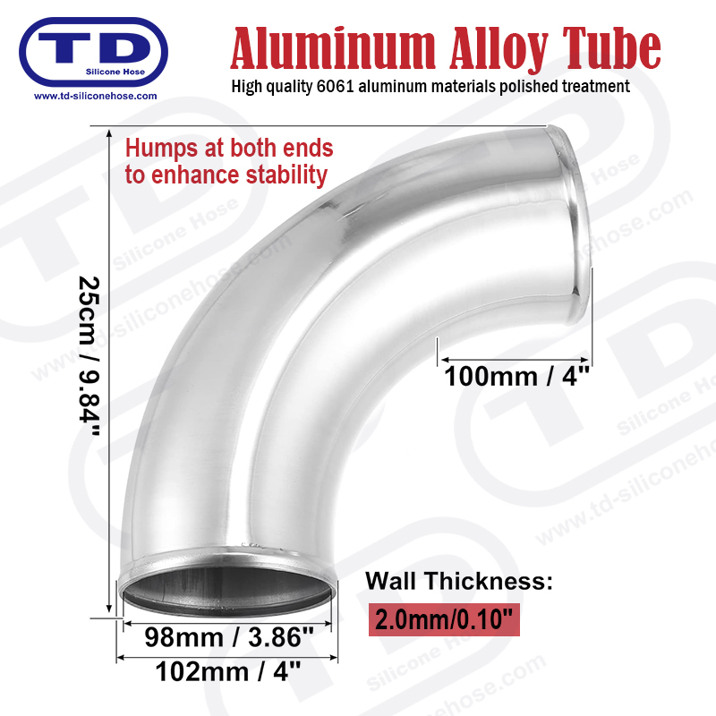 Tuyau en aluminium 90 ° OD: 4,0 